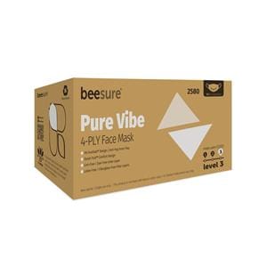 BeeSure Vibe Earloop Mask ASTM Level 3 Anti-Fog White 50/Bx, 8 BX/CA