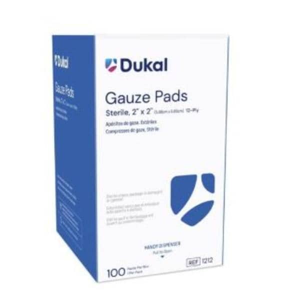 100% Woven Cotton Gauze Pad 2x2" 12 Ply Sterile, 1 BG/CA