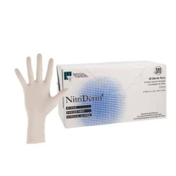 NitriDerm Nitrile/Powder-Free Surgical Gloves 6.5 White
