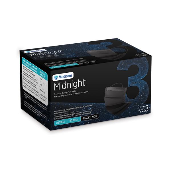 Midnight Surgical Mask ASTM Level 3 Black 50/Bx