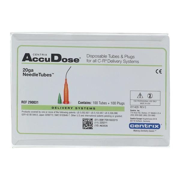 AccuDose Bendable Needle Tubes Photobloc Orange 20 Gauge 100/Pk