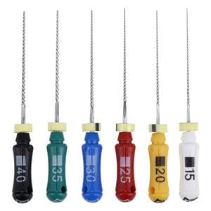 Hand K-File 21 mm Size 15-40 Stainless Steel Assorted 6/Pk