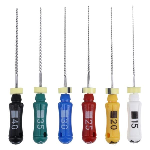 Hand K-File 21 mm Size 15-40 Stainless Steel Assorted 6/Pk