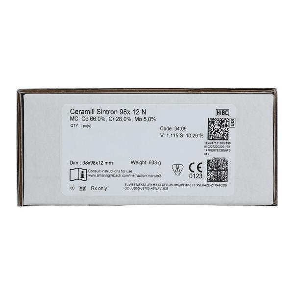 Ceramill Disc Sintron Metal 98x12 Ea