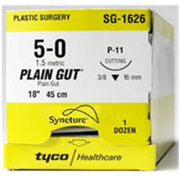 Surgigut Suture 5-0 18" Plain Gut Monofilament C-1 Undyed Ca/36