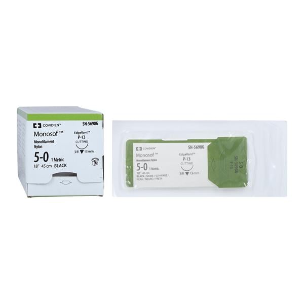Suture 5-0 Nylon P-13 Monosof Black 18" Monofilament Ca