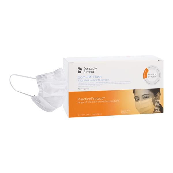 Com-Fit Plush Earloop Mask ASTM Level 1 White 40/Bx