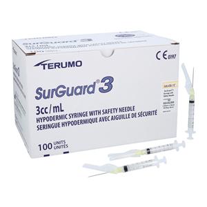 Syringe/Needle 3cc 20gx1-1/2" SurGuard 3 Safety 100/Bx, 4 BX/CA
