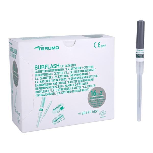 SurFlash IV Catheter 16 Gauge 2" Gray 50/Bx, 4 BX/CA