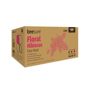 BeeSure Floral Design Earloop Face Mask ASTM Level 3 Hibiscus 50/Bx