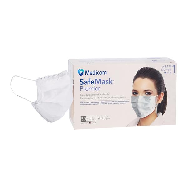 Safe+Mask Premier Masque Bande auriculaire ASTM niveau 1 Blanc 50/boîte, 10 BX/CA
