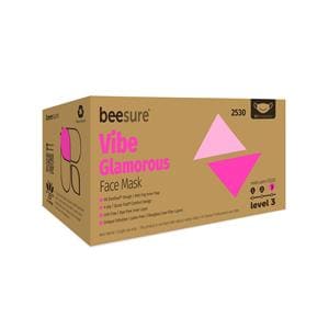 BeeSure Vibe Masque Bande auriculaire ASTM niveau 3 Rose Sans latex 50/boîte