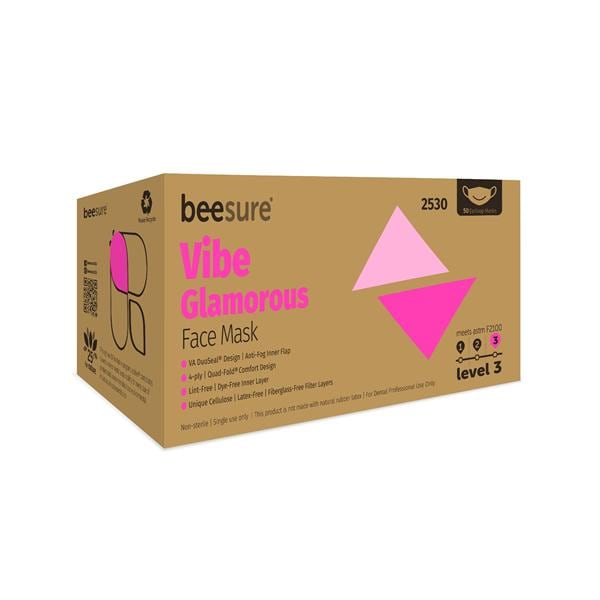 BeeSure Vibe Masque Bande auriculaire ASTM niveau 3 Rose Sans latex 50/boîte