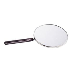 Hand Mirror Metal 4.5 in Glass Ea