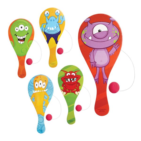 Toy Paddleball Monsters Assorted Colors 12/Pk