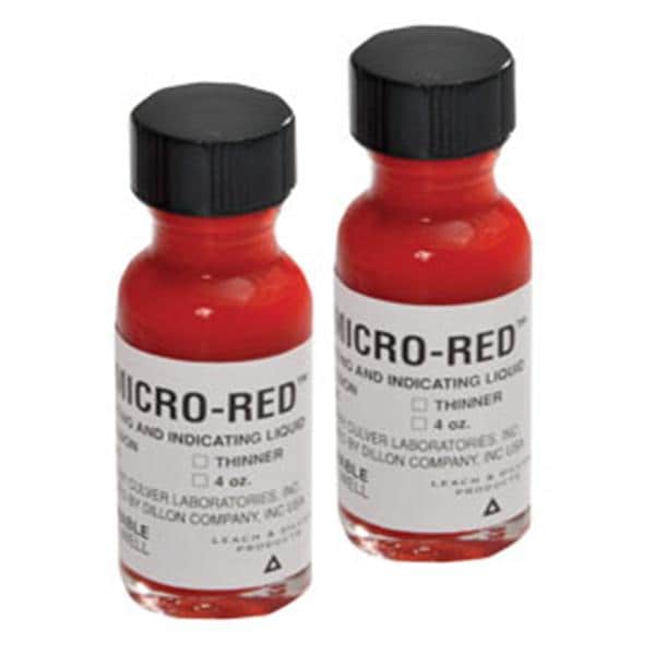 Micro Red Indicateur de points occlusaux Liquide Rouge 0,5 oz Avec diluant Ch.