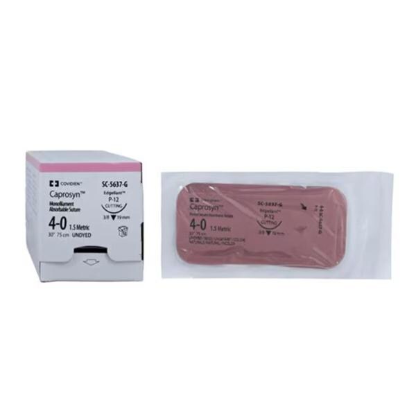 Caprosyn Suture 4-0 30" Glycolide/Lactide Monofilament P-12 Undyed 12/Bx, 1 BX/CA