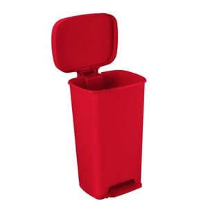 Waste Can Step Red Plastic Ea