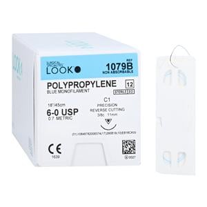 Roylan Suture 6-0 18" Polypropylene Monofilament C-1 Blue 12/Bx