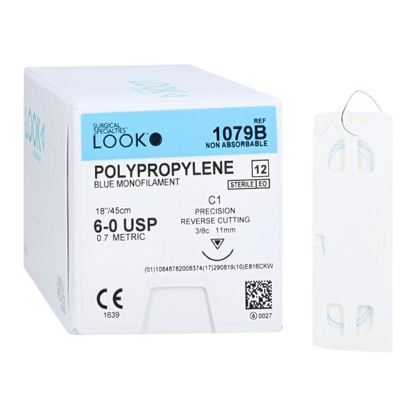 Roylan Suture 6-0 18" Polypropylene Monofilament C-1 Blue 12/Bx