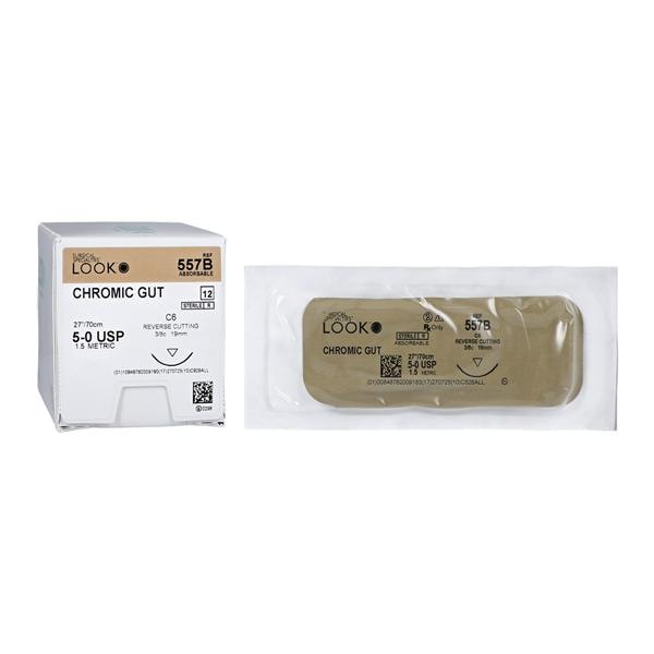 Roylan Suture 5-0 27" Chromic Gut Monofilament C-6 Undyed 12/Bx