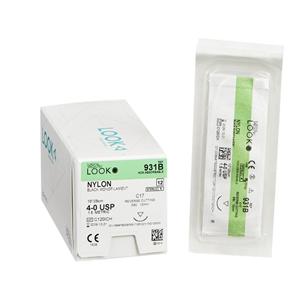 Suture 4-0 10" Nylon Monofilament C-17 Black 12/Bx