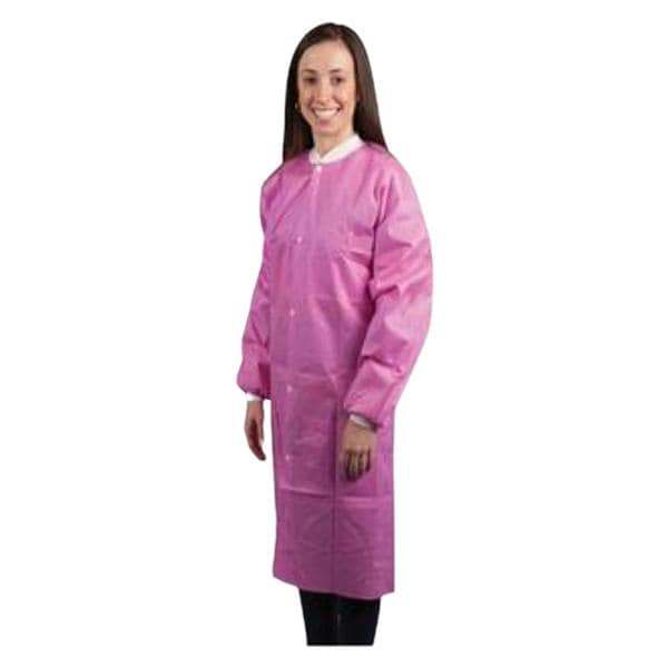 Maxi-Gard Protective Lab Coat SMS Large Raspberry 10/Pk