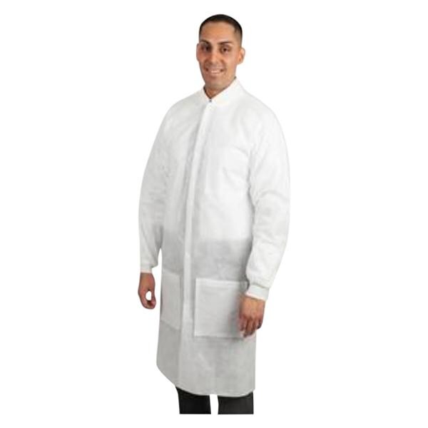 MaxiGard Protective Lab Coat SMS Medium White 10/Pk