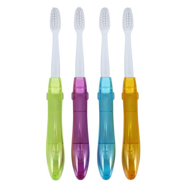 Acclean Folding Travel Toothbrush Adult 34 Tuft Compact Clear 12/Bx