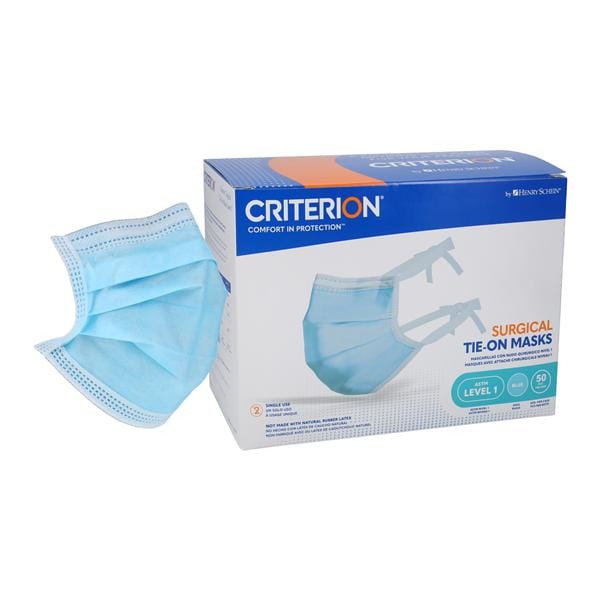 Tie On Face Mask ASTM Level 1 Blue Adult 50/Bx