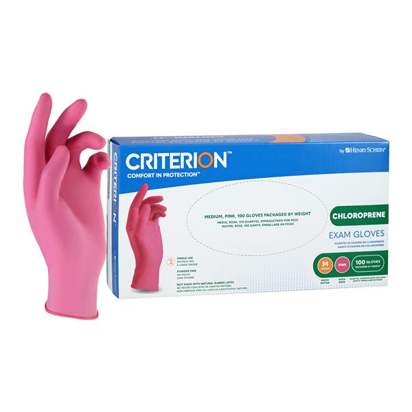 Criterion Polychloroprene Exam Gloves Medium Pink Non-Sterile 100/Bx