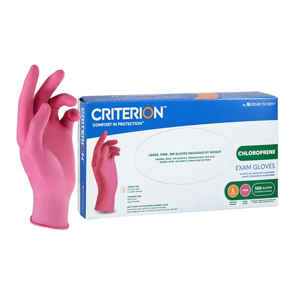 Criterion Polychloroprene Exam Gloves Large Pink Non-Sterile 100/Bx