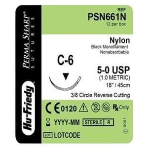 Perma Sharp Suture 5-0 Nylon C-6 Black 18" Monofilament 12/Bx