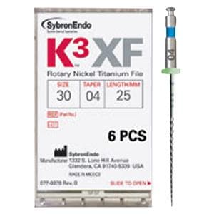 K3XF Rotary File 21 mm Nickel Titanium Assorted 0.04 6/Pk