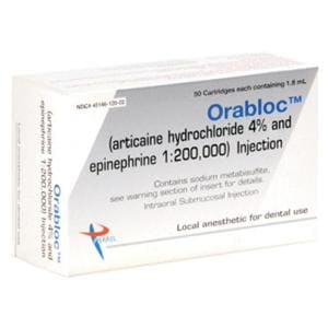 Orabloc Articaine HCl 4% Epinephrine 1:200,000 50/Bx