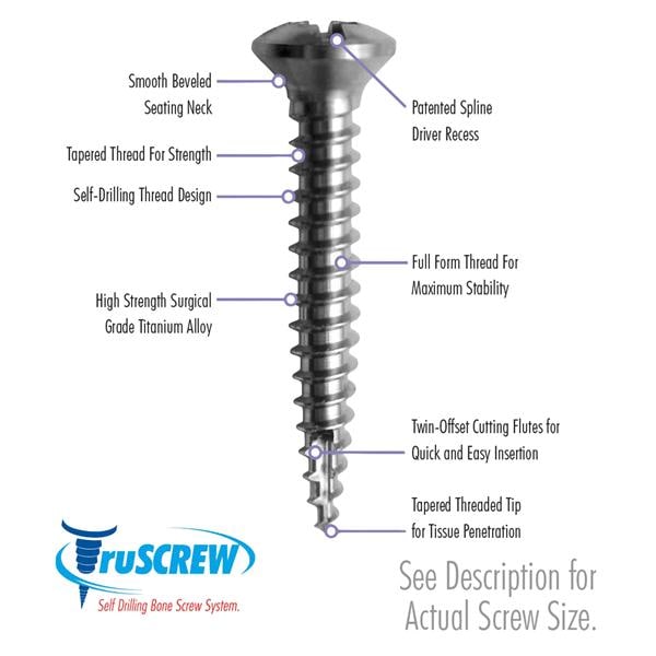 truSCREW Bone Screw 3 mm Head 9 mm 2 mm 5/Pk