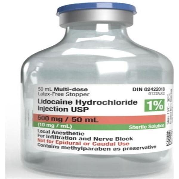 Lidocaine HCl Plain Injection 1% Bottle Ea