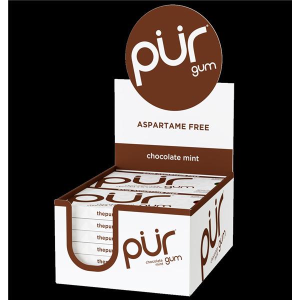 PUR Chewing Gum Gum Chocolate Mint Blister Pack 12/Bx