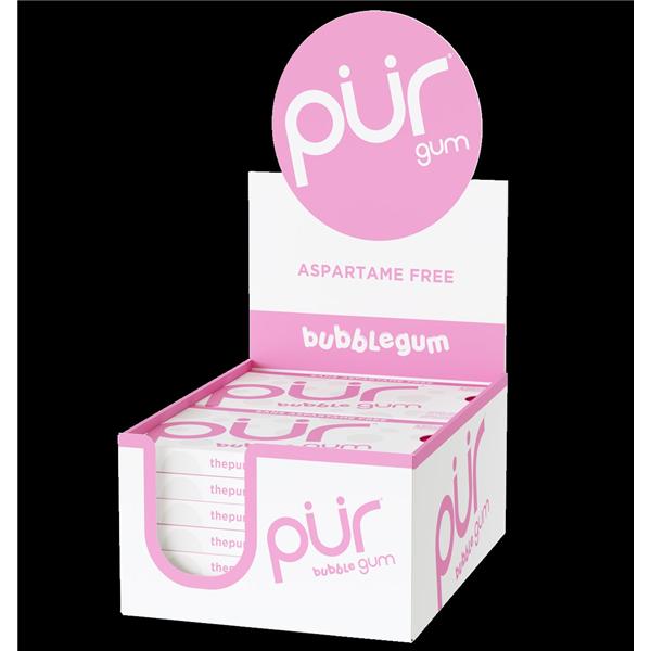 PUR Chewing Gum Gum Bubblegum Blister Pack 12/Bx