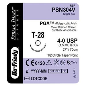 Perma Sharp Suture 4-0 Polyglycolic Acid T-28 Violet 27" Braid 12/Bx