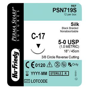 Suture 5-0 Silk C-17 Perma Sharp Black 18" Braid 12/Bx