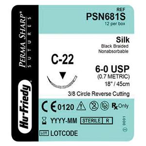 PermaSharp soie noire C-22 6-0 12/Boîte