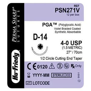 Perma Sharp Suture 4-0 Polyglycolic Acid D-14 Violet 27" Braid 12/Bx