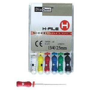 H-File 25 mm Size 15-40 Nickel Titanium Assorted 6/Bx