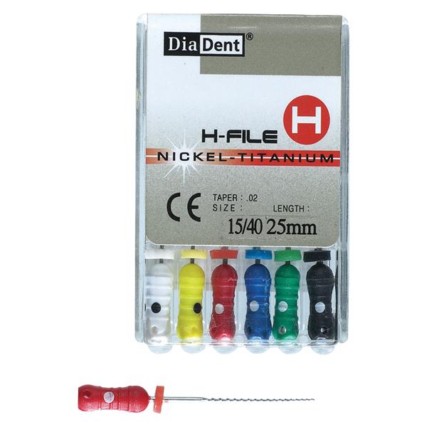H-File 25 mm Size 15-40 Nickel Titanium Assorted 6/Bx