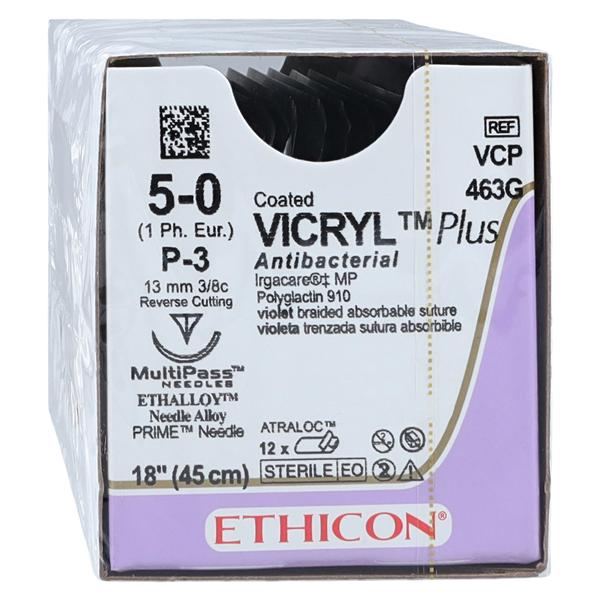 Suture 5-0 TCS/PG910 P-3 Coated Vicryl Plus Violet 18" Braid 12/Bx