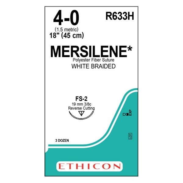 Suture 4-0 Polyester FS-2 Mersilene White 18" Braid 36/Bx