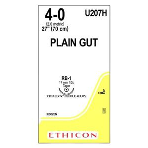 Suture 4-0 Plain Gut RB-1 Yellowish Tan 27" Monofilament 36/Bx