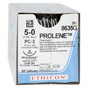 Suture 5-0 Polypropylene PC-3 Prolene Blue 18" Monofilament 12/Bx