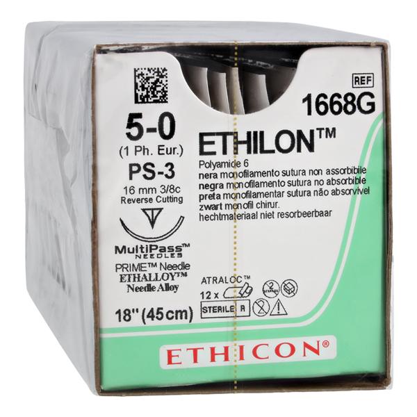 Ethilon Suture 5-0 18" Monofilament Polypropylene Monofilament PS-3 Black 12/Bx